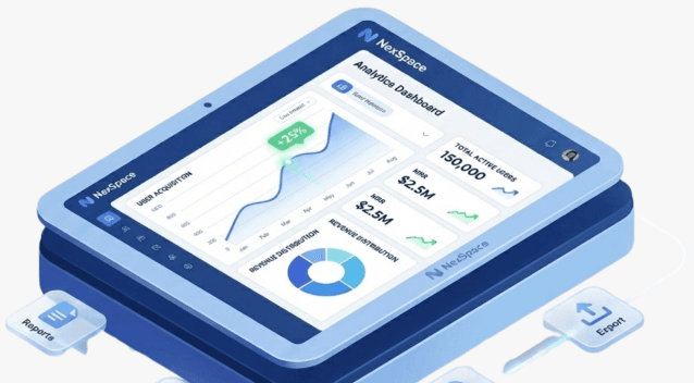 Analytics dashboard on a tablet device