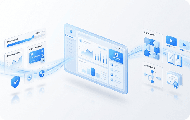 Isometric illustration of donation and fundraising dashboard