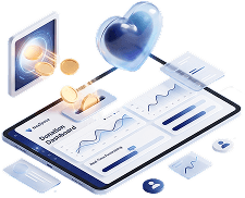 Donation oversight dashboard illustration on a tablet